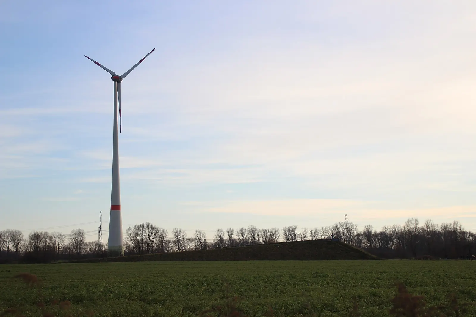 A wind turbine at Malchow on the edge of Berlin, Germany, on 31 December 2020
