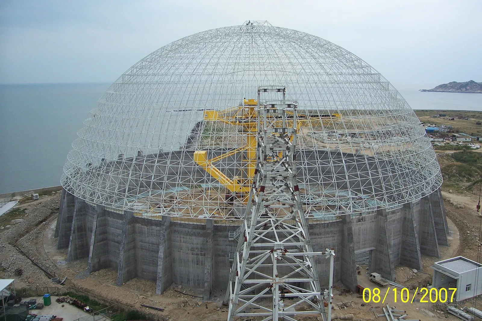 Coal yard domes at the Houshi power plant, Fujian, China