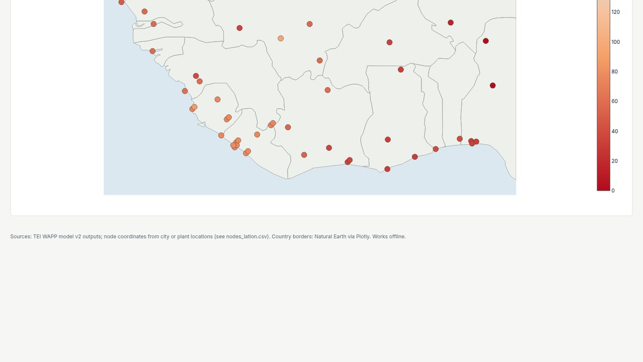 Interactive dashboard of hourly nodal prices across the West Africa Power Pool